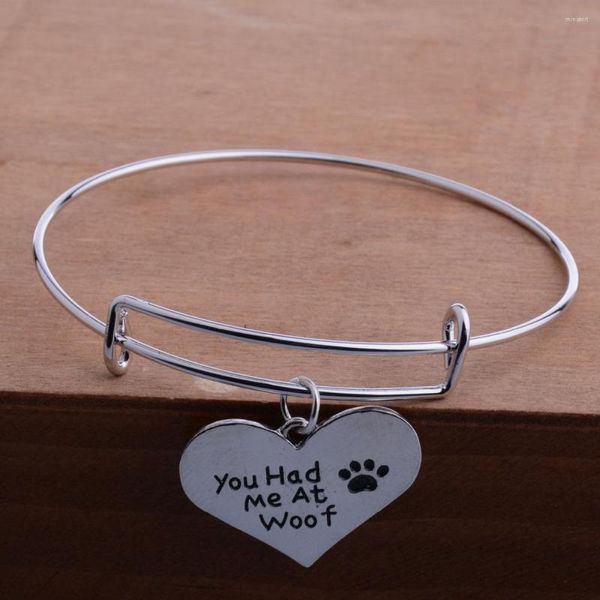 Заброс, у вас был у меня в Woof Heart Dog Tag Bet Bracelet Bracelet Paws Prints Charm Bracelets Jewelry для женщин, мужские подарки