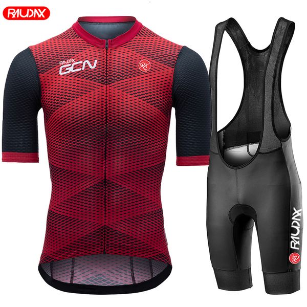 Conjuntos de Camisas de Ciclismo Raudax Gcn Conjunto de Verão Homem Manga Curta Mountain Bike Vestuário Triathlon Bicicleta Vestuário Camisas MTB 230801