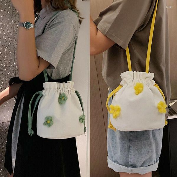 Borse da sera Borsa a tracolla Fiori da donna Stile carino Slung Secchio Tela Piccola elegante custodia per cellulare da ragazza alla moda