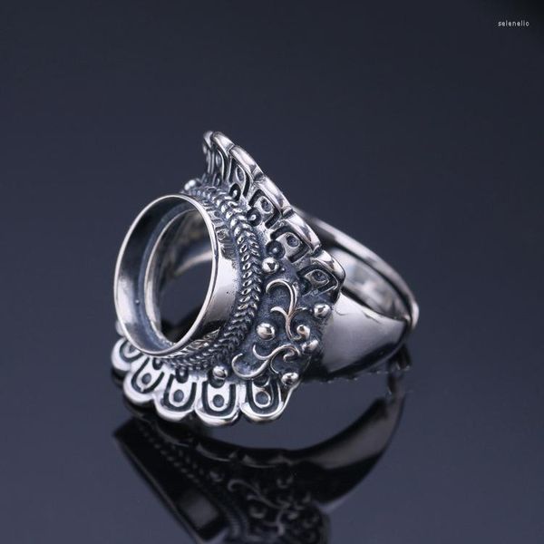 Cluster Ringe 11 13mm 925 STERLING SILBER Männer Frauen Semi Mount Basen Rohlinge Basis Blank Pad Ring Einstellung Hochzeit Schmuck Erkenntnisse Diy A1357