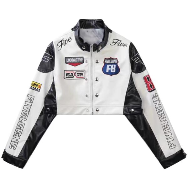 Giacche da uomo Giacca in pelle americana Cappotti da uomo Vintage Hip-Hop Streetwear Harajuku Y2k Giacca da corsa da donna gotica Bomber Cappotti corti 230731