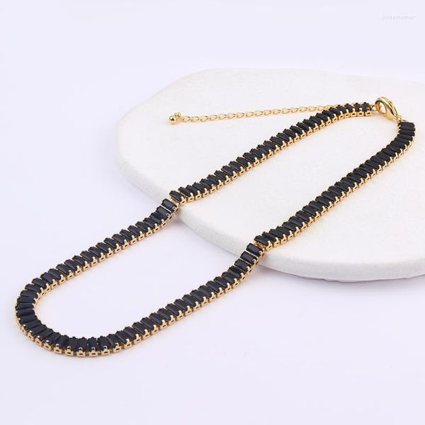 Anhänger Halsketten Iced Out Hip Hop Schwarz CZ Choker Tennis Kette Halskette Für Frauen Luxus Kubikzircon Kurzen Hals Zubehör schmuck