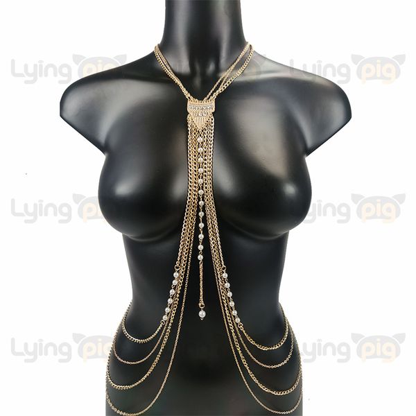 Andere mode-accessoires Parel Body Kettingen Sieraden Luxe Borstketting Tailleketting Body Chain Mode voor Vrouwen Sexy Bikini's Strandaccessoires Goth 230731