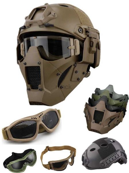 Máscaras de festa Máscara tática de guerreiro de ferro com capacete rápido e óculos táticos Airsoft Hunting motocicleta Paintball Cosplay Protect Gear Party HKD230801