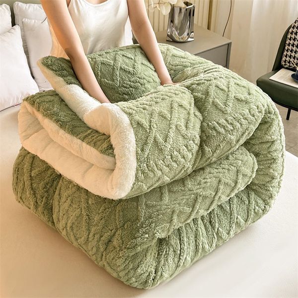 Bettdecken-Sets, weiche, superdicke warme Winterdecke, künstliche Lammkaschmir-gewichtete Decken für Betten, gemütliche, dickere, wärmende Steppdecke, 230801