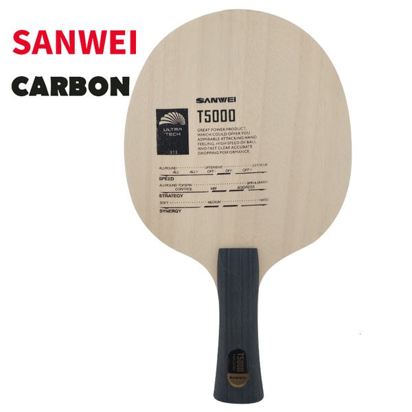 Raquetes de tênis de mesa SANWEI T5000 Fibra de Carbono Profissional Lâmina de ping pong lâmina de tênis de mesa morcego 230801