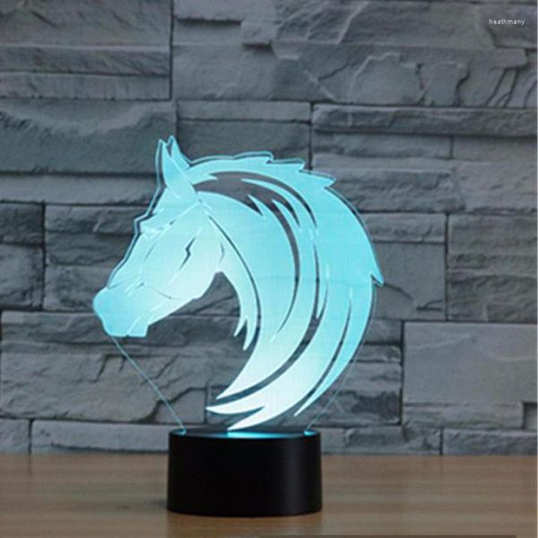 Luzes da noite 7 mudança de cor Cavalo 3D Lâmpada Multi Touch Led Luz Visual Decoração de Presente Mesa Atmosfera
