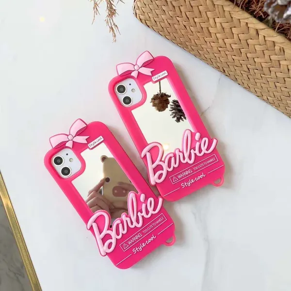 Capas para celular Barbie Espelho Rosa Silicone macio Adequado para iPhone Capa de telefone 14 plus 13 12 pro Max