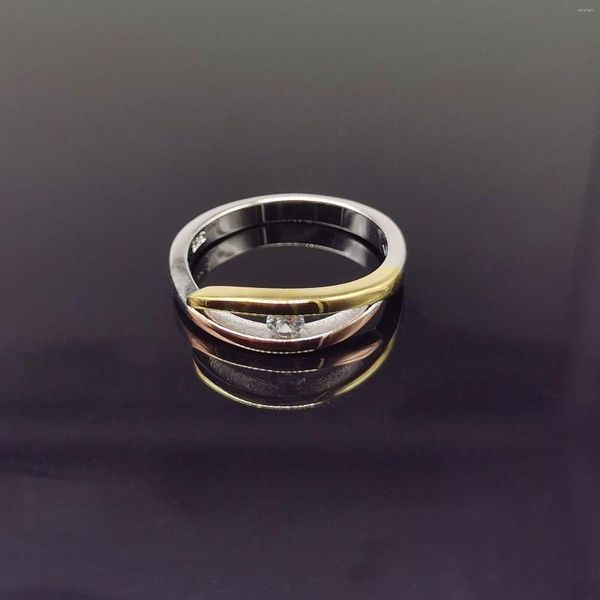 Cluster Rings 2023 Fashion S925 Silver Simple Single Diamond Ring Rose Gold Split Color Homens e Mulheres Artesanato
