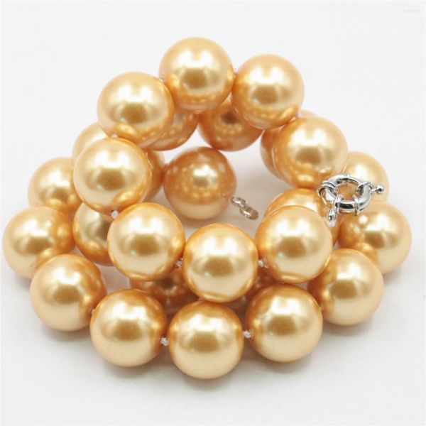 Catene 16mm grande tondo color oro conchiglia collana di perle gioielli di moda creazione di design donna ragazza fatta a mano volante fibbia cravatte