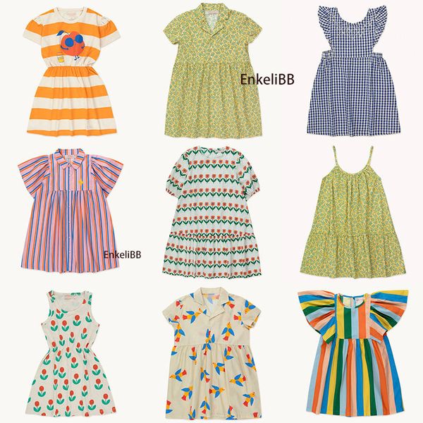 Vestidos para meninas 2023 TC SS Arrivals Elegante Crianças Meninas Verão Manga Curta Vestido Infantil Desenho Desenho Padrão Marca Roupas de Designer 230731