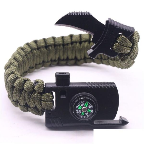 Cuff Tático Bushcraft Molle Guarda-chuva Corda Survive Whistle Escape Emergência Resgate Camuflagem Pulseira Paracord Climb Hunt Accessor Dhzlh