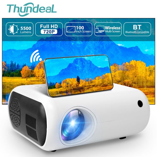 Diğer Elektronik Thundeal TD50 Mini Projektör Taşınabilir Ev Sineması 3D WiFi Tam HD 720P 1080P iOS Android Telefon Filmi Video Beamer 230731