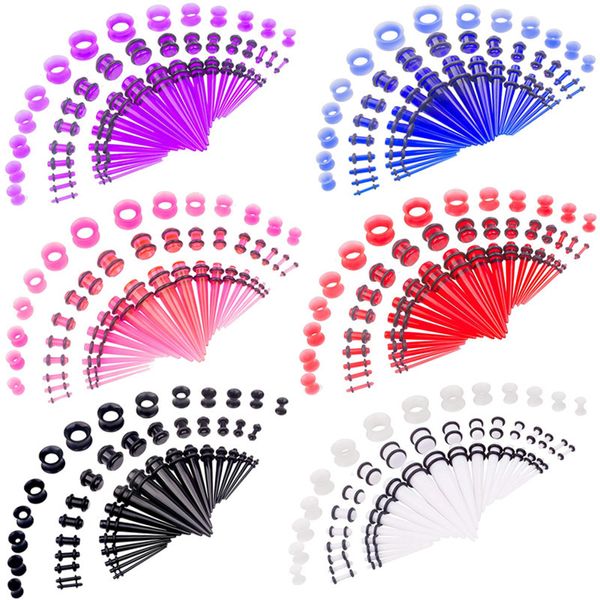Göbek çan düğmesi halkaları 50pcs akrilik kulak göstergesi germe kiti 14-00g silikon kulak göstergesi tapa tüneli et konik ölçüm seti sedye oreja dilataciones 230731
