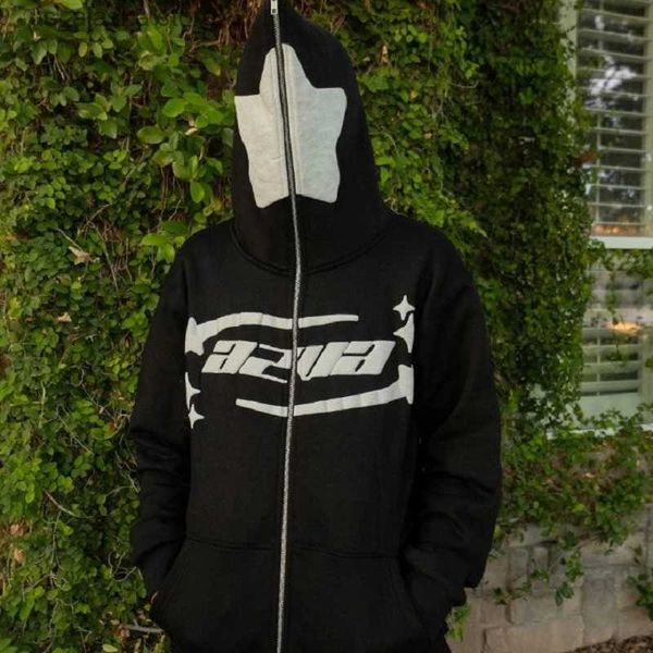 Herren Hoodies Sweatshirts Amerikanischer Hip-Hop Retro Casual Harajuku Pullover Reißverschluss Hoodie Y2K Gothic Punk Briefdruck Street Trend Lose Jacke Männlich Ins T230731