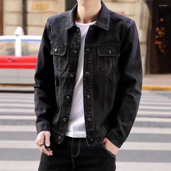 Giacche da uomo Giacca di jeans autunno Giacca da lavoro giovanile coreana sottile moda nera
