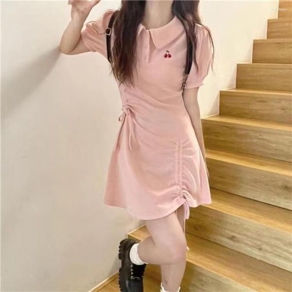 Lässige Kleider Japanisches Kawai Mädchen Feenkleid Süße Frau Preppy Style JK Uniform Mädchen Polo Plissee Weiche Schwester Erdbeere Y2k