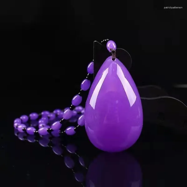 Collane con ciondolo Collana in cera di seconda generazione con ambra viola da uomo e da donna Vecchio maglione Lunghezza catena Stile nazionale