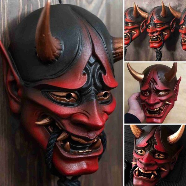 Maschere per feste Maschera da assassino giapponese Halloween Maschera per il viso raccapricciante Latex Ninja Demone malvagio Costume di Halloween Puntelli per feste cosplay HKD230801