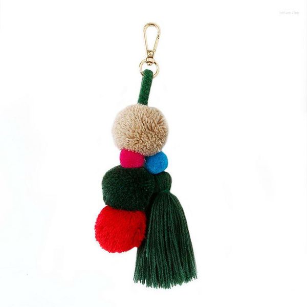 Schlüsselanhänger KC00097 ZWPON Mischfarbe Ponpom Ball Schlüsselbund Für Frauen Boho Quaste Tasche Anhänger Zubehör Weihnachtsgeschenke Großhandel