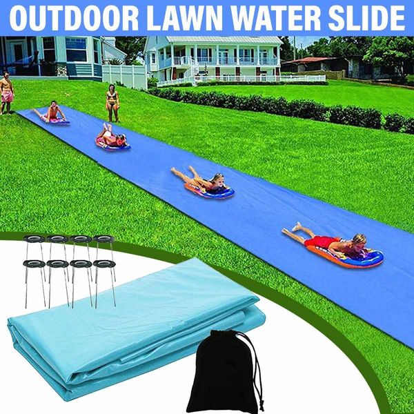 Sand Play Water Fun 8M Giant Surf Slides Lawn Slides Pools For Kids Summer PVC Games Center Backyard Outdoor Children Adult Toys 230731