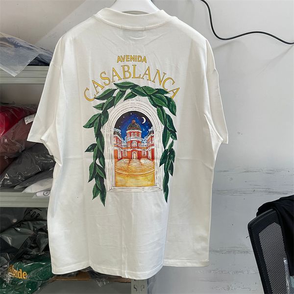 Мужские футболки 2023 Лето Casablanca Tshirts Высококачественные буквы с коротки