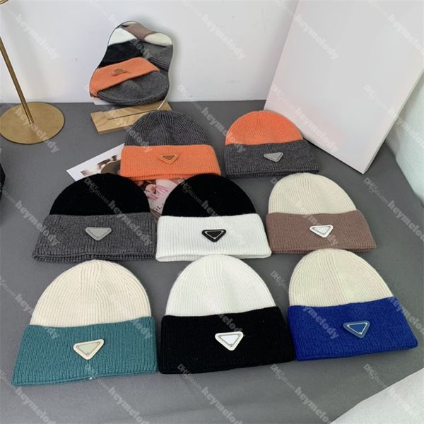 Chapéu de tricô estiloso de designer gorros de caveira quentes 8 cores gorros unissex de alta qualidade para o inverno