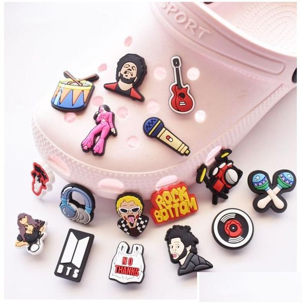 Schuhteile Zubehör Jungen Mädchen Schuhe Blume PVC Charms Loch Garten Fit Bänder Armbänder Clog Jibz Kinder Geschenke Dekoration Wr Serie zufällig