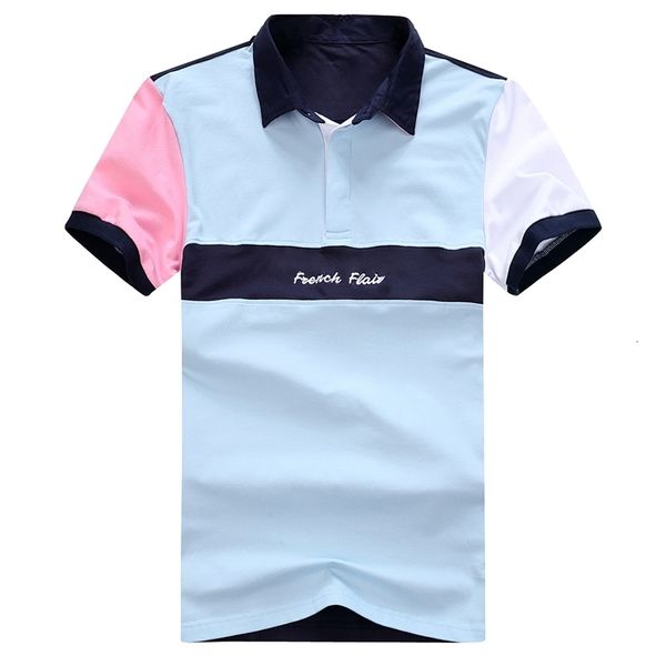 Polo Masculino EP Nice France Polo Manga Curta Verão Casual Moda Estilo Empresarial Tamanho Grande Homme Azul 230731