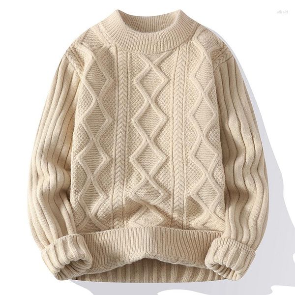 Maglioni da uomo Autunno Inverno Uomo Solid O-Collo Maglione Vitalità giovanile Pullover giornalieri Maschili caldi Top Mens White Knit