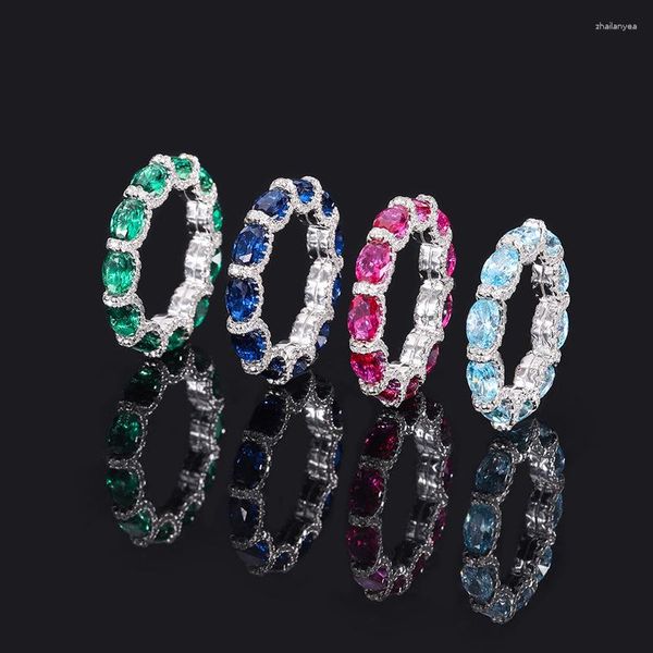 Cluster Rings Trendy Top Quality Gemstone For Women S925 Sterling Silver Wedding Engagement Sapphire Ring Girl Emerald Jewelry