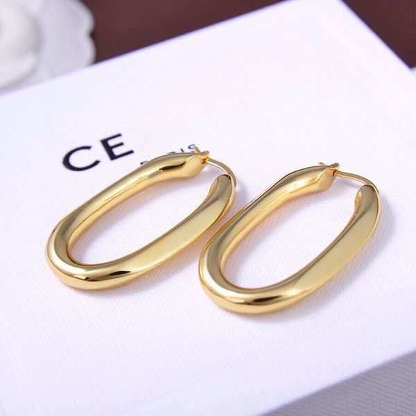 Creolen Designer für Frauen Huggie Ohrringe Mode Goldschmuck V Oval Klassischer Charme Ohrring Luxus Ohrstecker Herrenschmuck 238013C