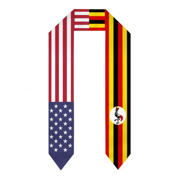 Cachecóis Faixa de Formatura Uganda EUA Estados Unidos Bandeira Estola Xales Pós-Graduação Envoltório Scraf Estudante Internacional Orgulho Presentes 230801