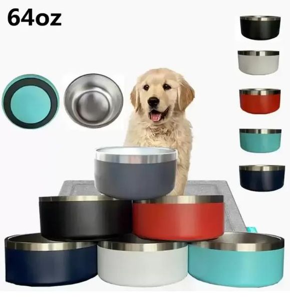 Tigelas para cães 64 onças parede dupla de aço inoxidável para animais de estimação copos para comida canecas grande capacidade