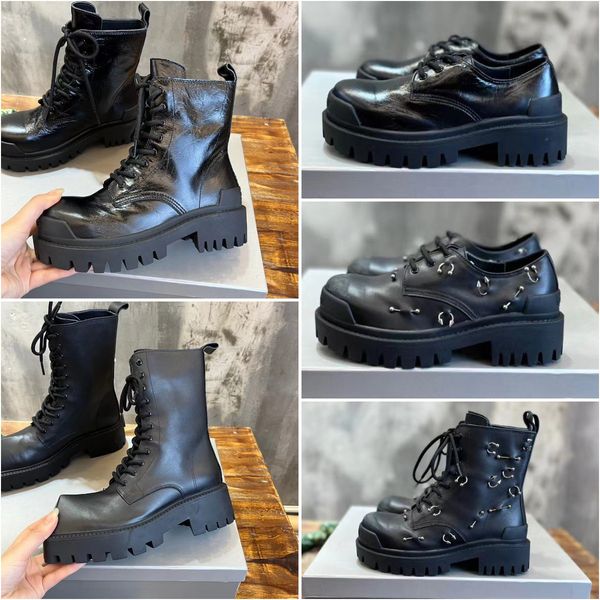 Paris Masculino Feminino Bulldozer Bota com cadarço Rhino Derby Tractor Trooper Bota Designer Strike Boots Couro Moda Preto Baixo Alto Chunky Botas Top Qualtiy Tamanho 35-46