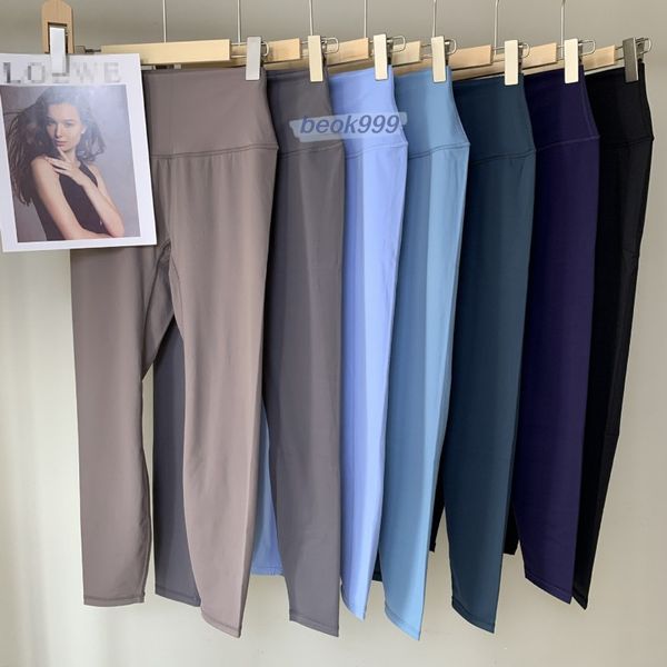 Hochhaus-Strumpfhose, einfarbige Yoga-Hose, T-Linie, elastische Leggings, nacktes Gefühl, Jogginghose, Damenhose mit Bund