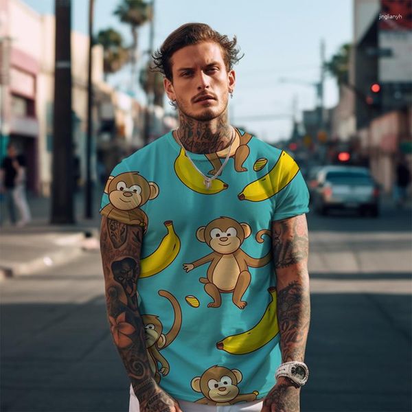 Magliette da uomo Moda Maglietta allentata Estate Magliette a maniche corte Abbigliamento Casual Stile da vacanza Scimmia stampata in 3D