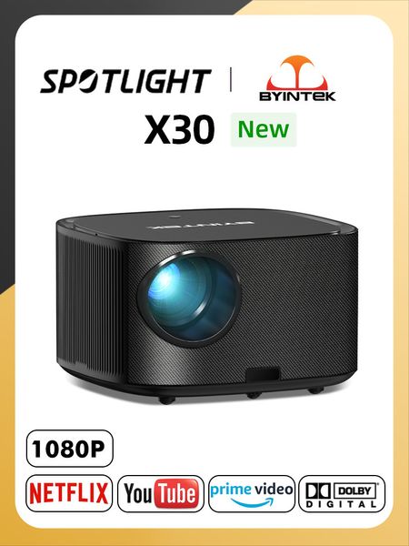 Outros eletrônicos BYINTEK X30 1080P Full HD Licenciado Netflix Sistema de TV AI Foco automático Dolby Smart WIFI LCD LED Projetor de home theater de vídeo 230731