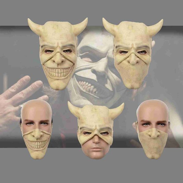 Máscaras de festa Traje de cosplay Adulto unissex Demônio Máscara de terror filme Black Phone gripper máscara de látex Acessórios de Halloween adereços HKD230801
