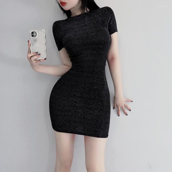 Abiti da festa Sexy discoteca a vita alta da donna Slim Mini Hip Wrap Dress sottile coreano semi trasparente moda estiva