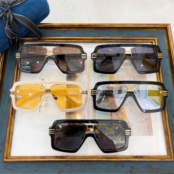 2023 Yeni Lüks Tasarımcı Güneş Gözlüğü G Aile Büyük Çerçeve Moda Baskılı Lensler Koyu Gözlükler Kadınlar Net Kırmızı INS Aynı Tarzlı Güneş Gözlüğü Erkekler GG0900