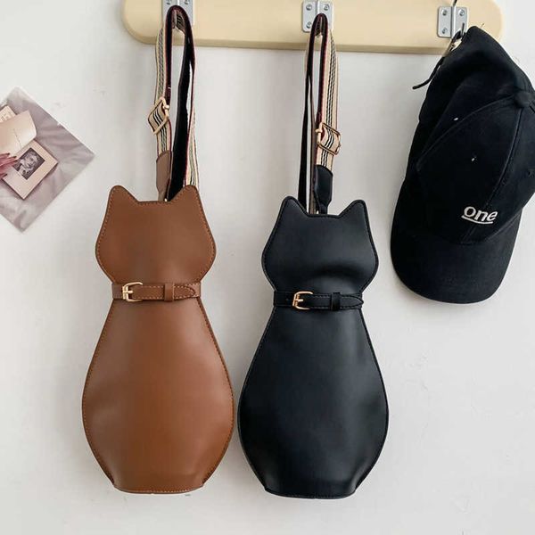 Cute Creative Cat Bag Ladies Crossbody Wide Shoulder Strap Chest Bag Borsa da donna a tracolla singola personalizzata Borsa da donna a tracolla 0804