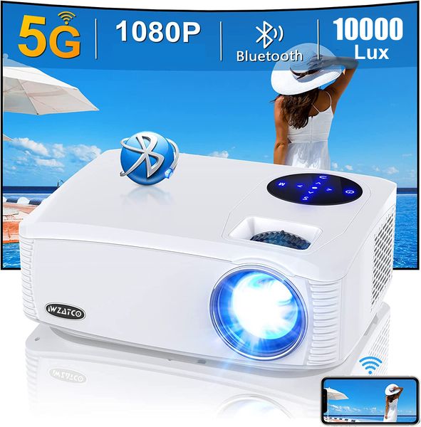 Intelligente Projektoren WZATCO C6A 300 Zoll WIFI Smart 5G Full HD 1920 * 1080P LED-Projektor Android Videoprojektor Heimkino Kino Spielspiel Beamer 230731