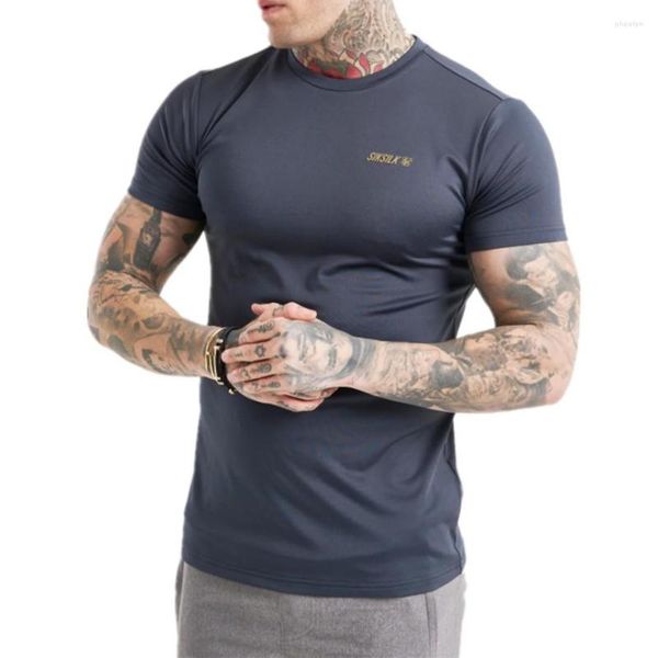 Camisetas Masculinas Marca Verão Moda Casual Manga Curta T-shirt Algodão Vestuário Musculação Musculação Ginásios Esporte Fitness Tendência Impressão Tops