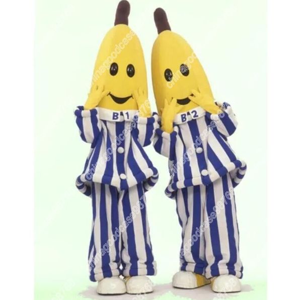 Erwachsene Charakter Niedliches Bananen-Maskottchen-Kostüm, Halloween-Weihnachtskleid, Ganzkörper-Requisiten-Outfit, Maskottchen-Kostüm