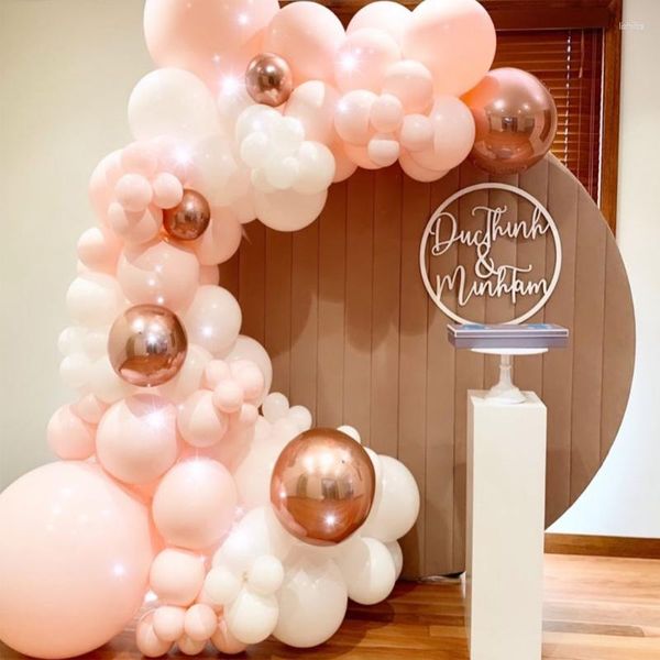 Partydekoration Macaron Luftballons Bogen Set Weiß Orange Roségold Ballongirlande Hochzeit Baby Taufe Dusche Geburtstag