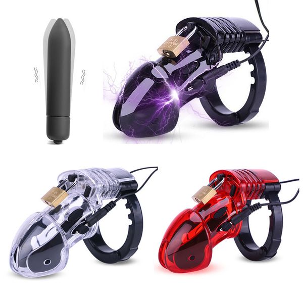 Cockrings SM eletrochoque galo gaiolas eletrochoque CB6000 dispositivo de castidade eletrochoque bloqueio masculino com anel peniano SM brinquedos sexuais para homens gay 230801