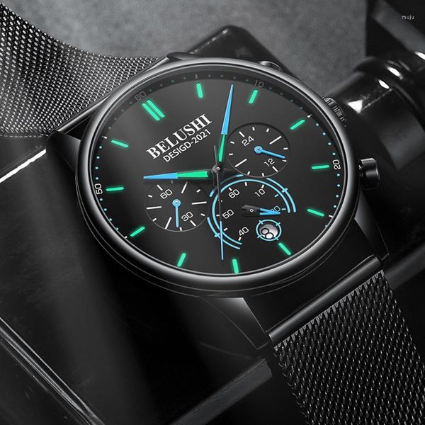 Orologi da polso Top BELUSHI 2023 Fashion Mens Watches Orologio da polso cronografo impermeabile luminoso al quarzo sportivo