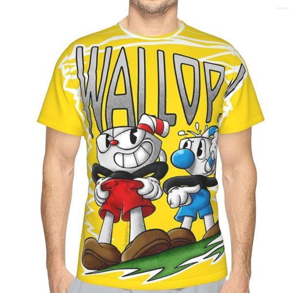 Herren T-Shirts Cuphead Cala Maria Spiel Polyester T-Shirts Mugman Wallop Personalisieren Homme Dünnes Hemd Lustige Kleidung