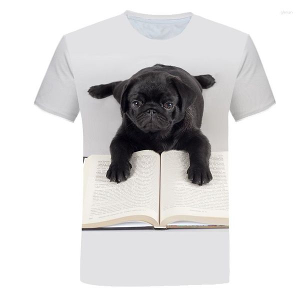 Camisetas masculinas 2023 verão 3D engraçado gráfico de Shar Pei para homens moda cachorro padrão impressão respirável tendência camiseta